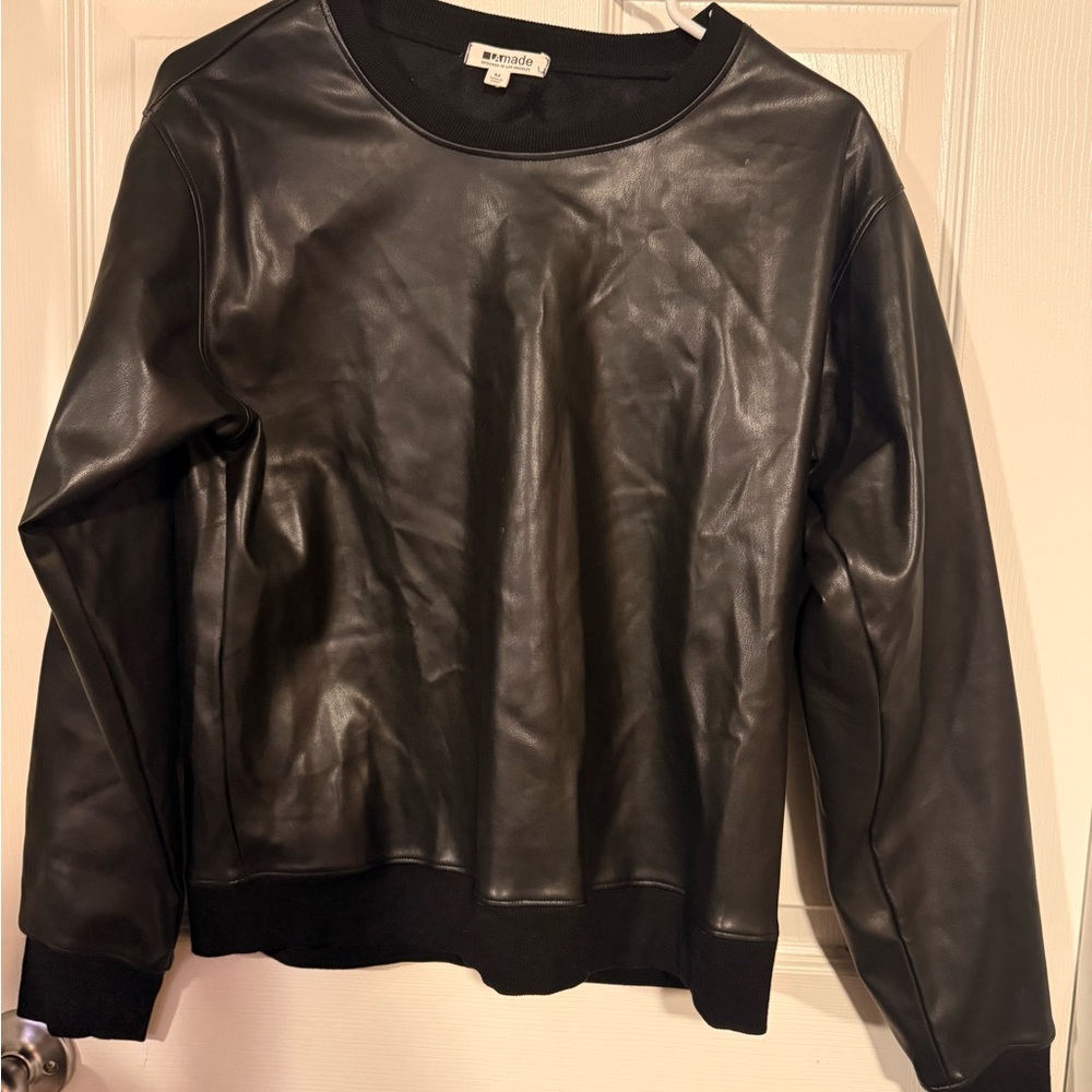 LA Made Black Faux Leather Top